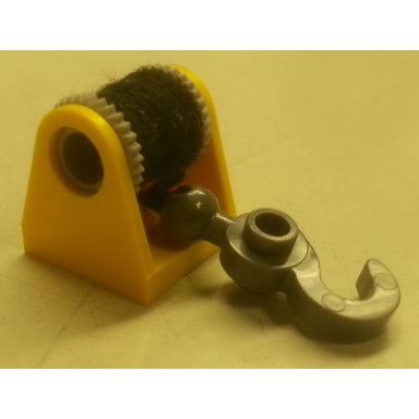 yellow string reel 2 x 2 holder with light bluish gray drum with black string thin and dark bluish gray hook with tow ball 2584 2585 x77a 30395