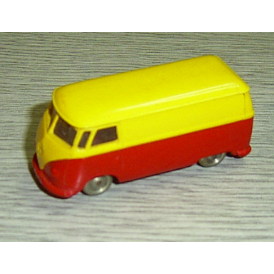 yellow ho scale vw van with red base