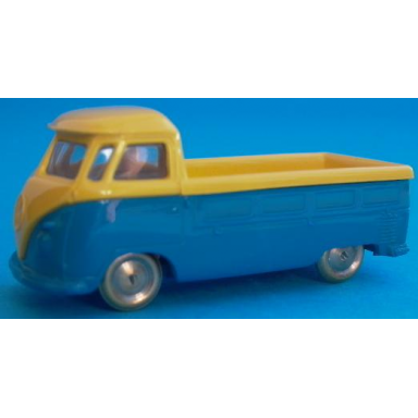 yellow ho scale vw pickup with blue base