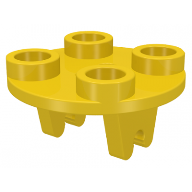 yellow plate round 2 x 2 thin with wheel holder