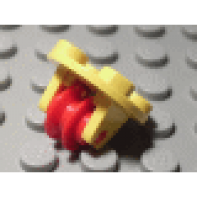 yellow plate round 2 x 2 thin with wheel holder with red pulley wheel 2655 3464