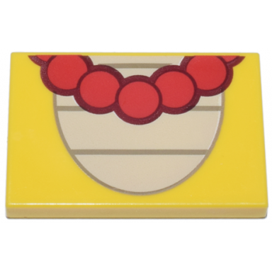 yellow tile 2 x 3 with tan partial oval with dark tan lines necklace with large red beads pattern super mario wendy stomach