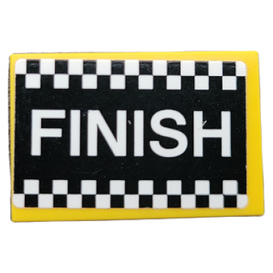 yellow tile 2 x 3 with black and white checkered stripes and finish pattern sticker - set 42104