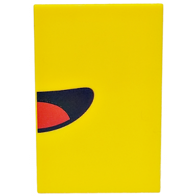 yellow tile 2 x 3 with black open mouth smile with red tongue left half pattern