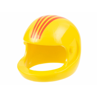 yellow technic figure accessory helmet with red lines pattern