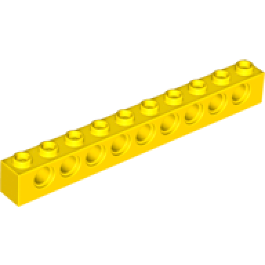yellow technic brick 1 x 10 with holes