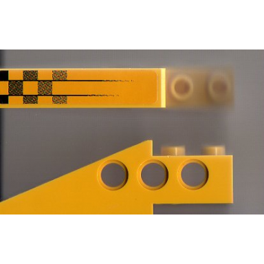 yellow technic slope 6 x 1 x 1 2 3 with fading checkered stripes pattern left sticker - set 8445