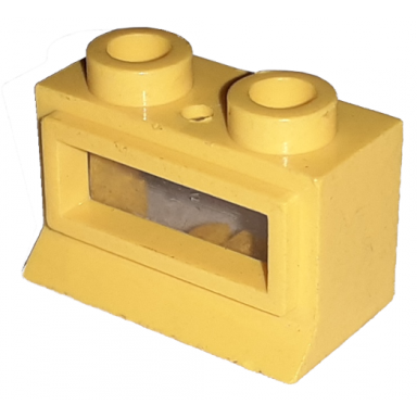 yellow window 1 x 2 x 1 with extended lip with trans-clear glass
