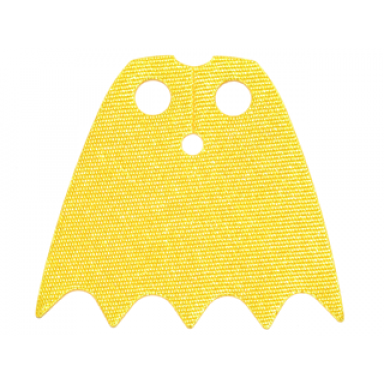 yellow minifigure cape cloth with top holes and scalloped 5 points bottom batman long circle neck cut - shiny satin fabric