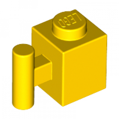 yellow brick modified 1 x 1 with bar handle