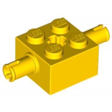 yellow brick modified 2 x 2 with pins and axle hole