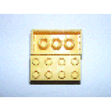 yellow minitalia brick 2 x 4 with bottom tubes