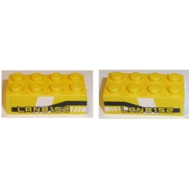yellow brick 2 x 4 with lan8152 on black and white pattern on both sides stickers - set 8152