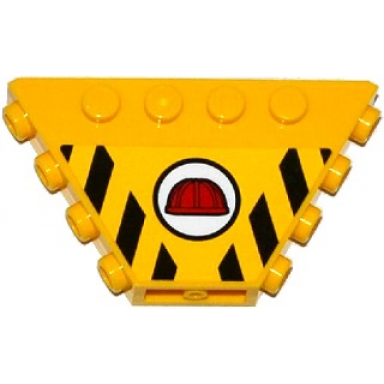 yellow vehicle tipper end flat without pins with red construction helmet in white circle and black and yellow danger stripes pattern sticker - set 60075