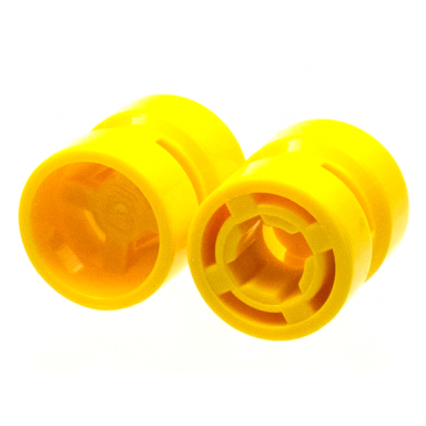 yellow wheel 8mm d x 9mm for slicks hole notched for wheels holder pin