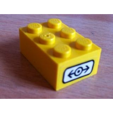 yellow brick 2 x 3 with train logo black on white background pattern on end sticker - set 4514