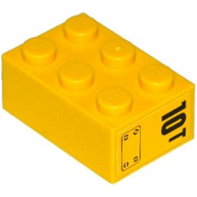 yellow brick 2 x 3 with 10t and hatch pattern on end model right side sticker - set 60076