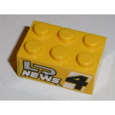 yellow brick 2 x 3 with lr news 4 pattern on both sides stickers - set 8152
