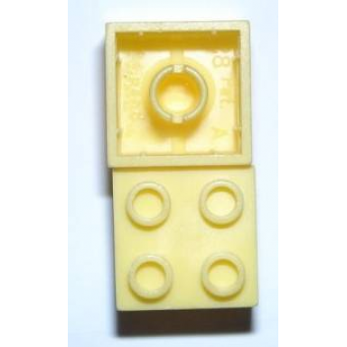 yellow minitalia brick 2 x 2 with bottom tube