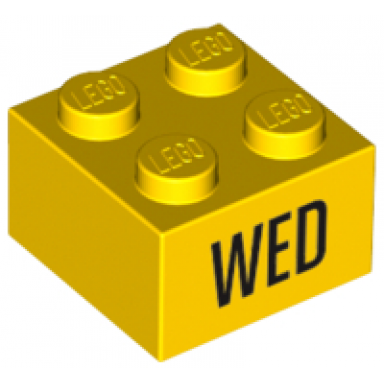 yellow brick 2 x 2 with black wed pattern