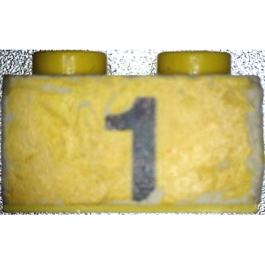 yellow brick 1 x 2 with black number 1 pattern sticker - set 374-1