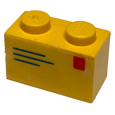 yellow brick 1 x 2 with mail envelope pattern sticker - sets 4554 4558 4564 10001