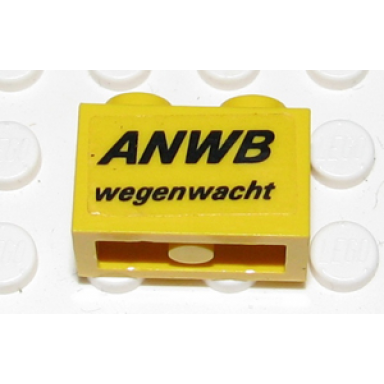 yellow brick 1 x 2 with anwb wegenwacht pattern sticker - set 2140