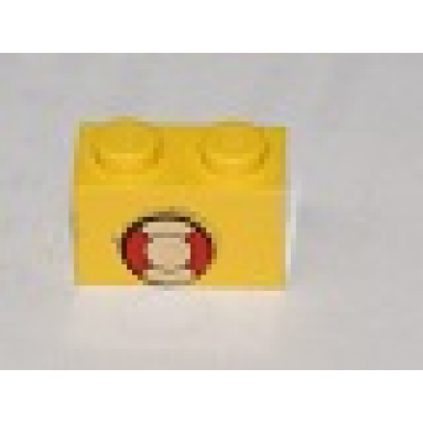 yellow brick 1 x 2 with life preserver pattern sticker - set 369