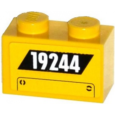 yellow brick 1 x 2 with 19244 and hatch pattern sticker - set 60076