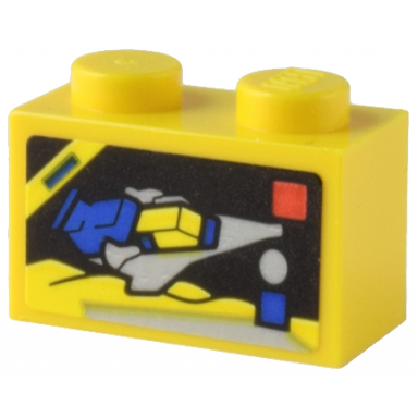 yellow brick 1 x 2 with lego space set 928 497 galaxy explorer box art pattern sticker - set 80036