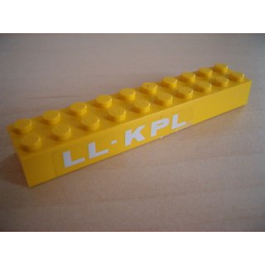 yellow brick 2 x 10 with white ll-kpl pattern on both sides stickers - set 6697