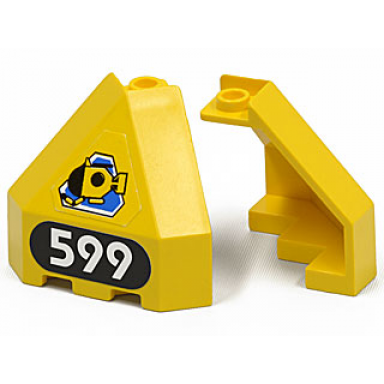 yellow panel 3 x 3 x 3 corner convex with submarine on blue triangle white 599 on black background pattern stickers - set 6599