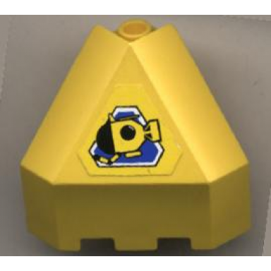 yellow panel 3 x 3 x 3 corner convex with submarine on blue triangle on yellow background pattern sticker - sets 6442 6560