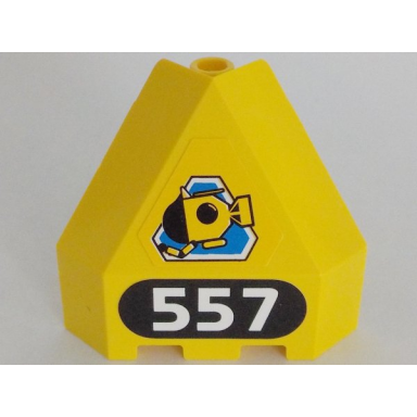 yellow panel 3 x 3 x 3 corner convex with submarine on blue triangle white 557 on black background pattern stickers - set 6557