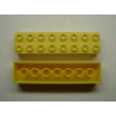 yellow minitalia brick 2 x 8 with bottom tubes