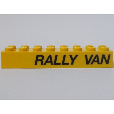 yellow brick 2 x 8 with rally van pattern model left side sticker - set 5550