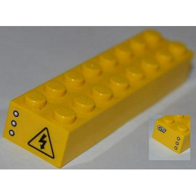 yellow brick 2 x 8 with city on one end electricity danger sign on other end pattern stickers - set 4203