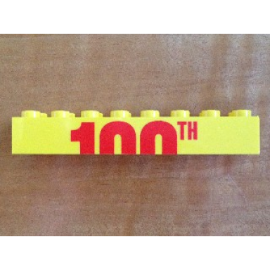 yellow brick 2 x 8 with top half of 100th pattern