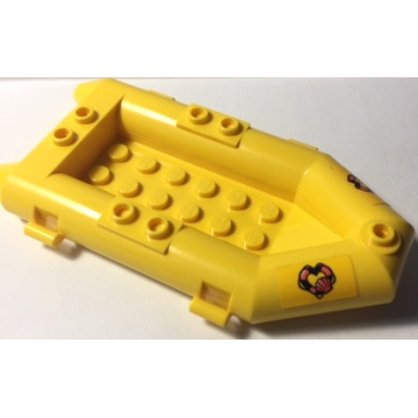 yellow boat rubber raft small with coral and dark blue heart-shaped life preserver and shell pattern on both sides stickers - set 41381
