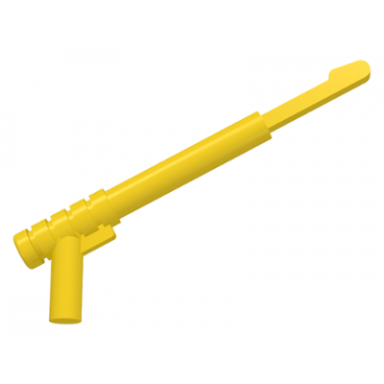 yellow minifigure weapon spear gun with rounded trigger and thin spear base