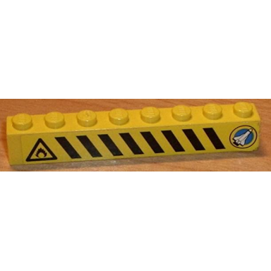 yellow brick 1 x 8 with black and yellow danger stripes shuttle right flame left pattern sticker - set 6459