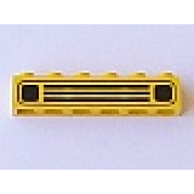 yellow brick 1 x 6 with black car grille pattern embossed print
