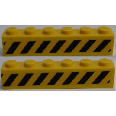 yellow brick 1 x 6 with black and yellow danger stripes pattern on both sides stickers - set 7898