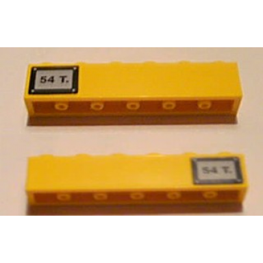 yellow brick 1 x 6 with black 54t pattern on both sides stickers - set 7898