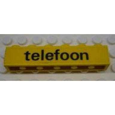 yellow brick 1 x 6 with black telefoon pattern sticker - set 1590-2
