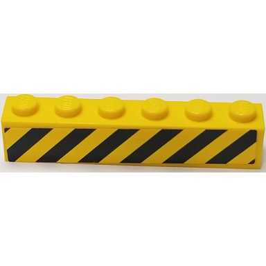 yellow brick 1 x 6 with black and yellow danger stripes pattern full length sticker - set 60122
