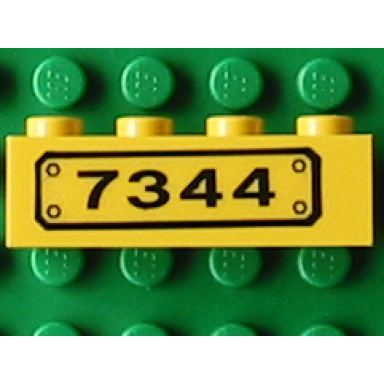 yellow brick 1 x 4 with black 7344 pattern sticker - set 7344