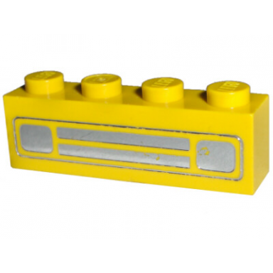 yellow brick 1 x 4 with car grille chrome pattern embossed print