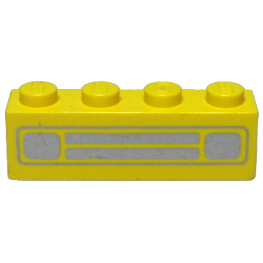 yellow brick 1 x 4 with car grille chrome pattern surface print