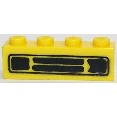 yellow brick 1 x 4 with car grille black pattern embossed print